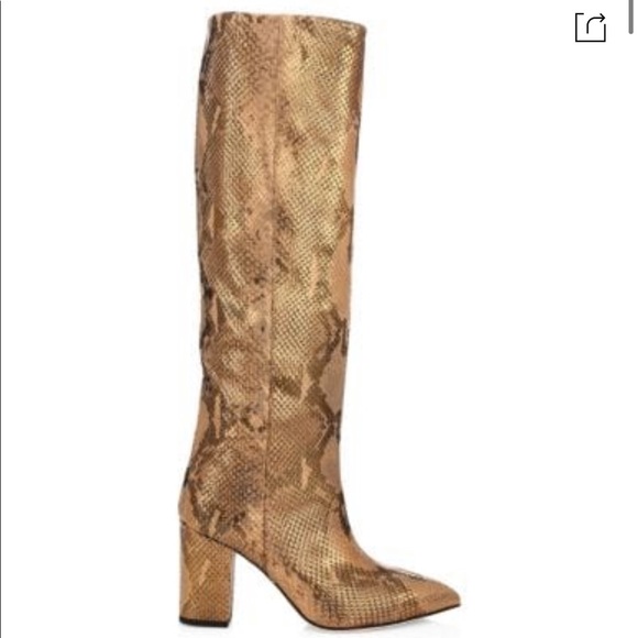 Paris Texas Knee-high Lamé Python-embossed Leather Boots In Bronze - Picture 3 of 12